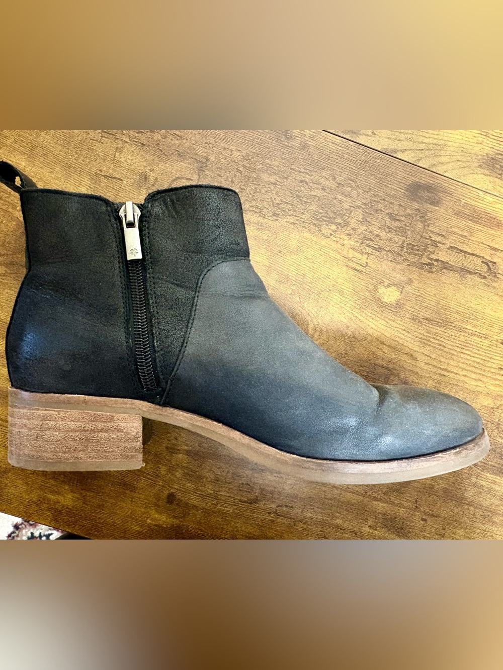 Lucky Brand Black Leather Ankle Boot with Side Zip